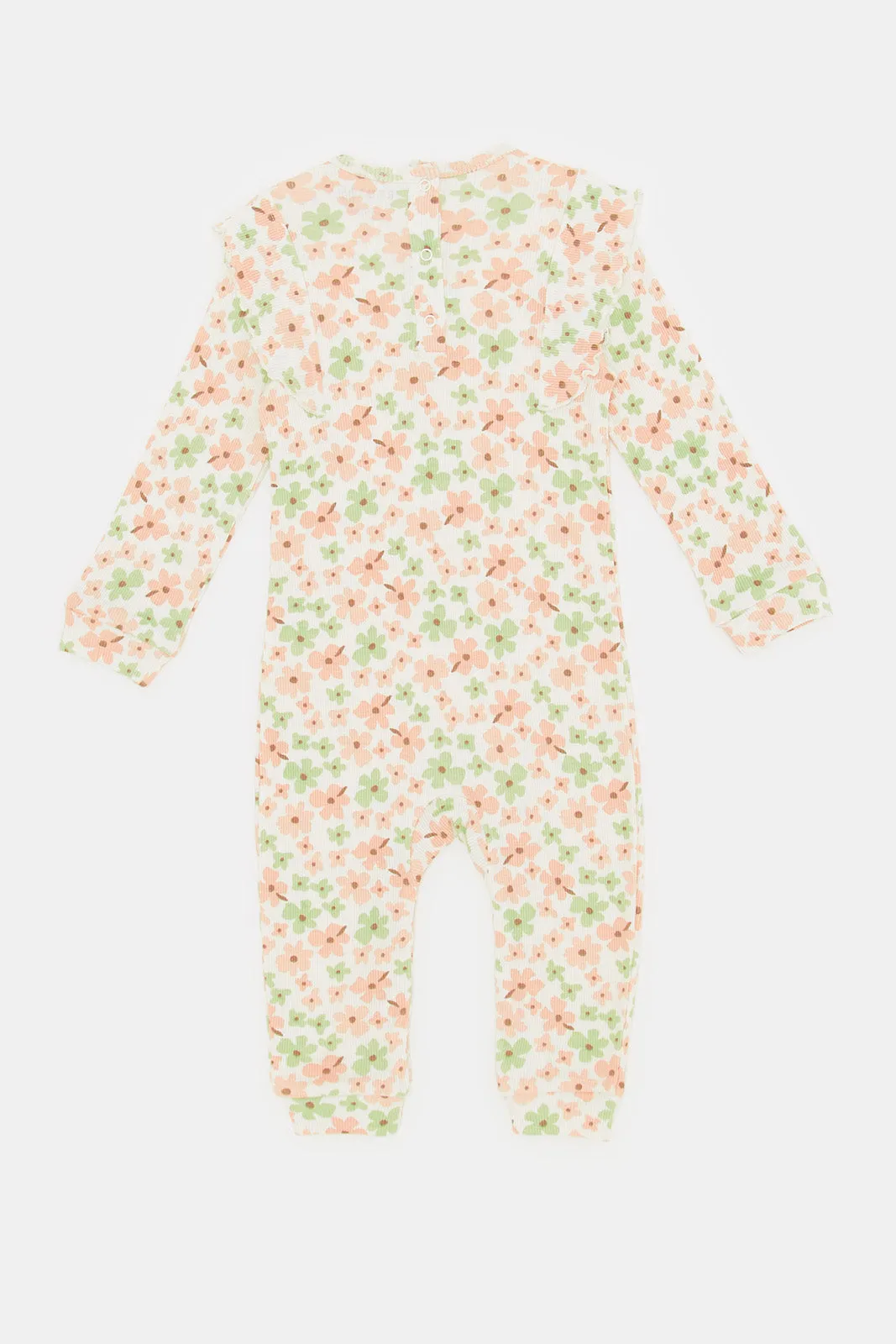 Babies Beige Printe Romper