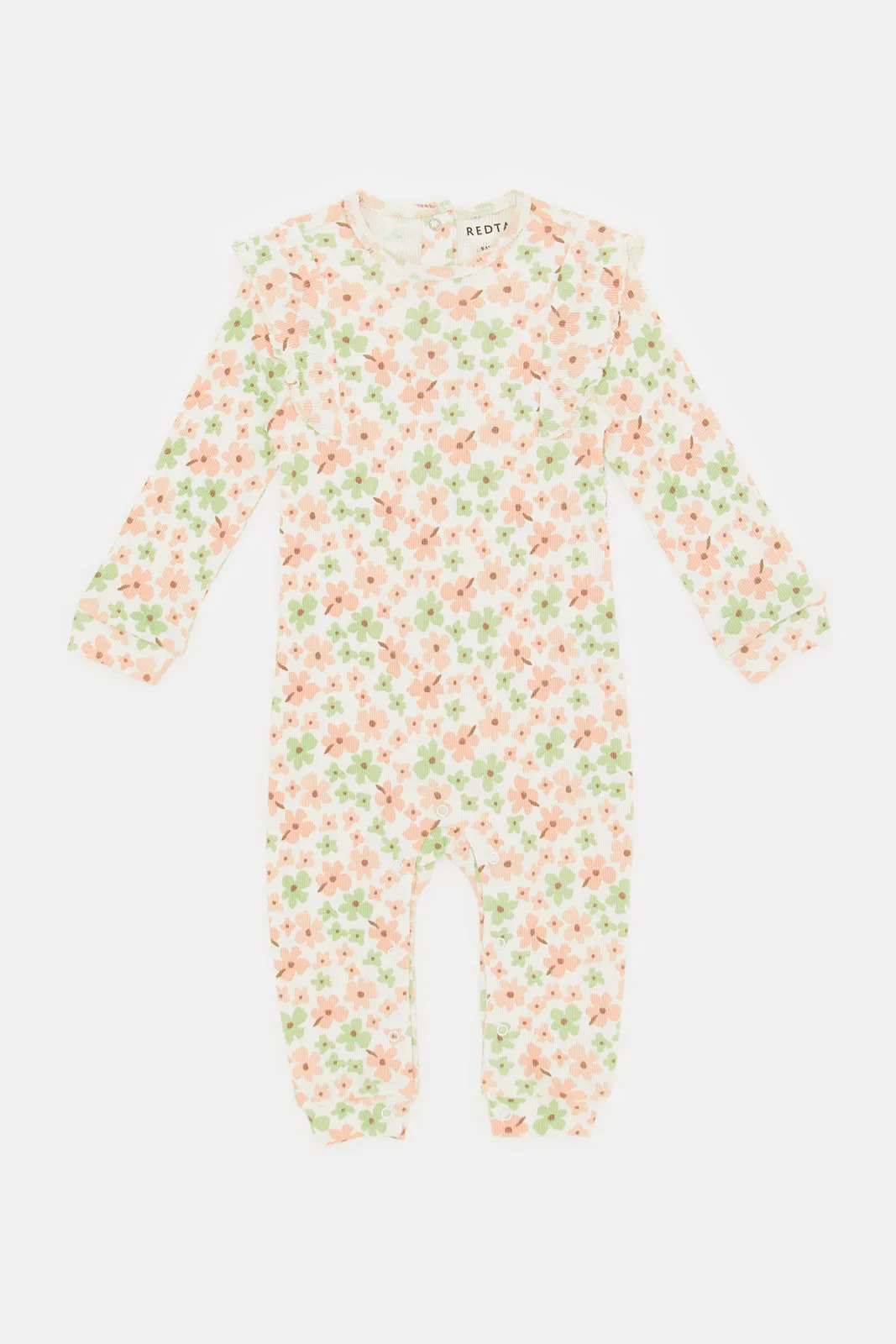 Babies Beige Printe Romper