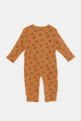 Babies Brown Bear Print Romper