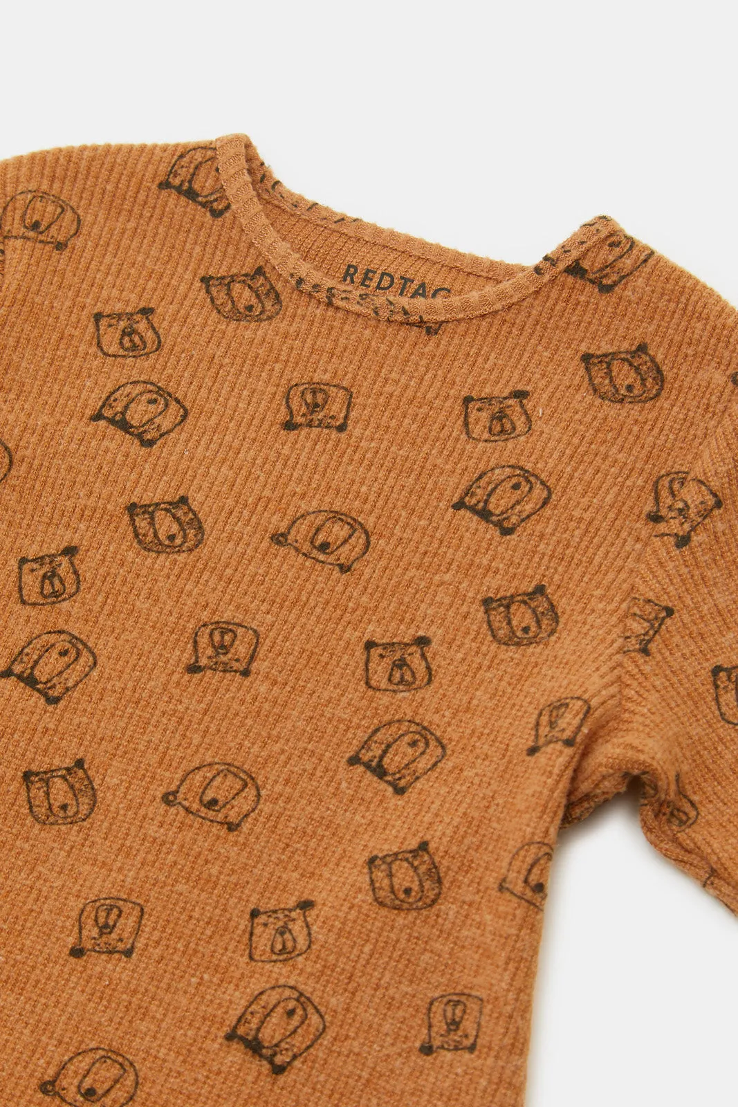 Babies Brown Bear Print Romper