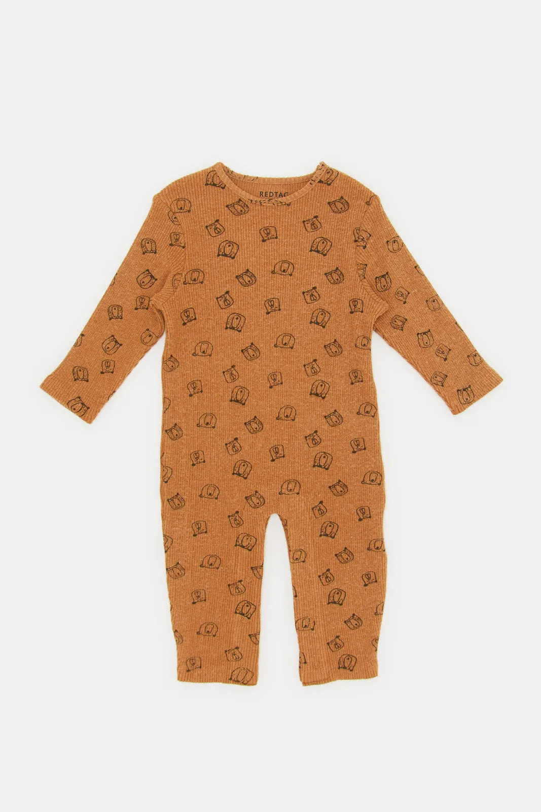 Babies Brown Bear Print Romper