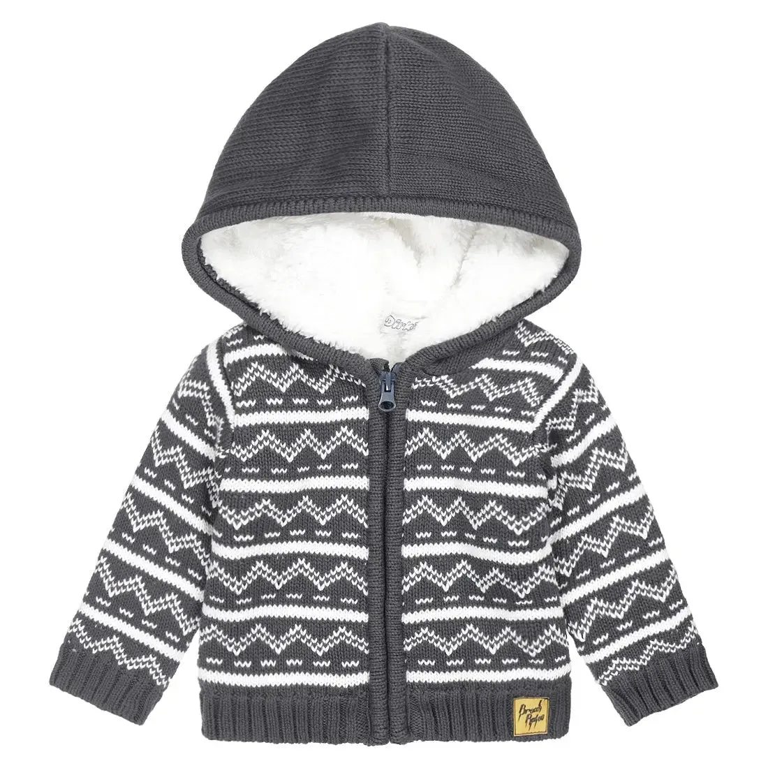 Baby & Toddler Boys Knitted Cardigan Dark Blue Fake Fur | Dirkje