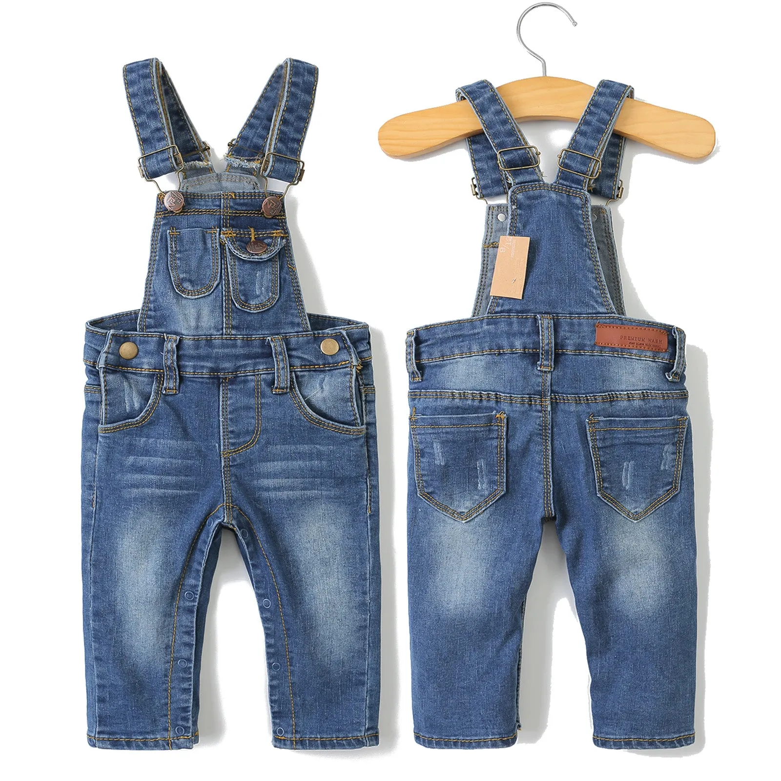 Baby Boy Girl Jean Overalls Toddler Slim Cute Denim Dungaree