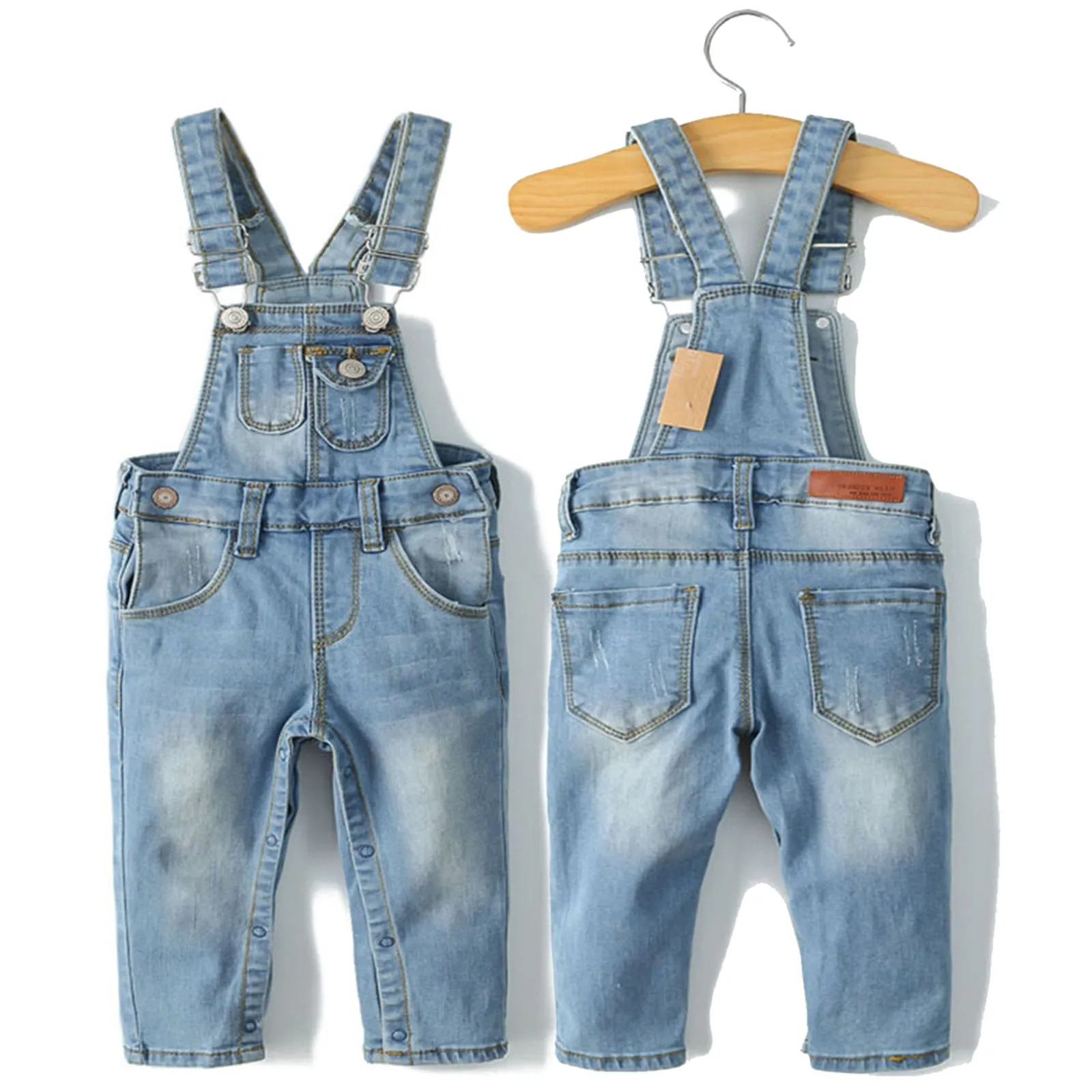 Baby Boy Girl Jean Overalls Toddler Slim Cute Denim Dungaree