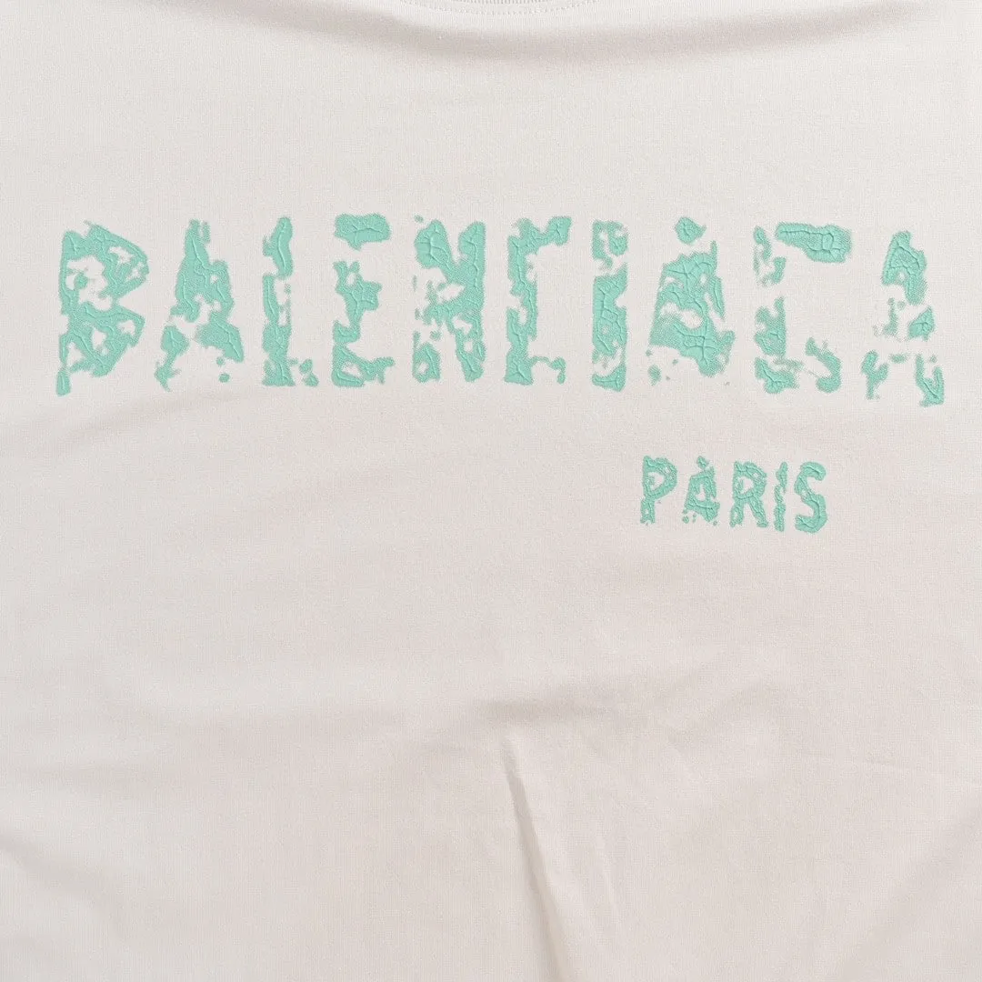 Balenciaga Distressed Logo T-Shirt in White