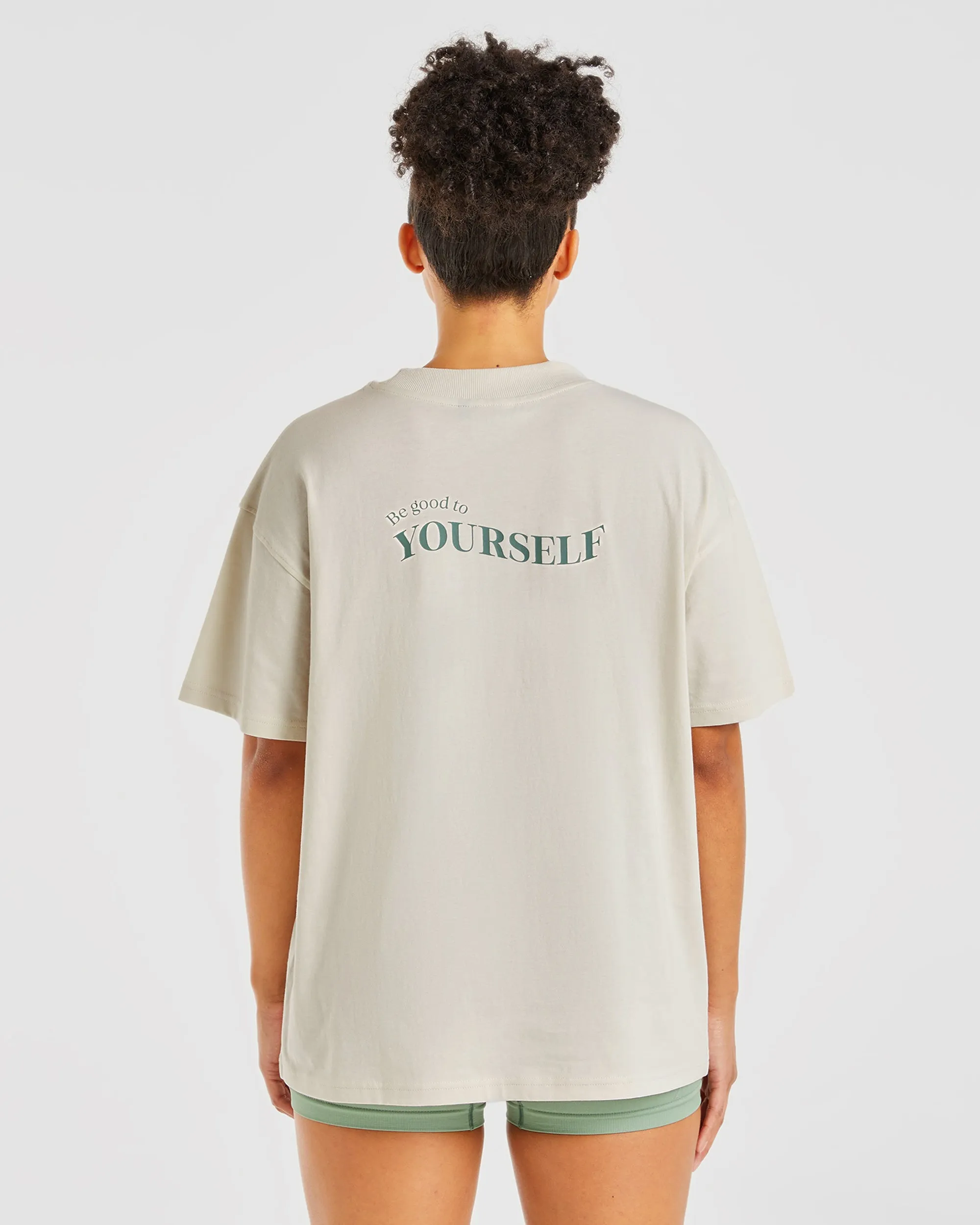 Be Good To Yourself Oversized T Shirt - Off White/Green