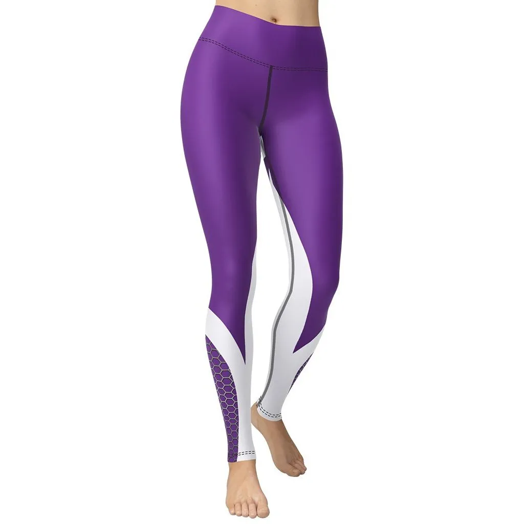 Beehive Geometric Yoga Leggings Royal Purple