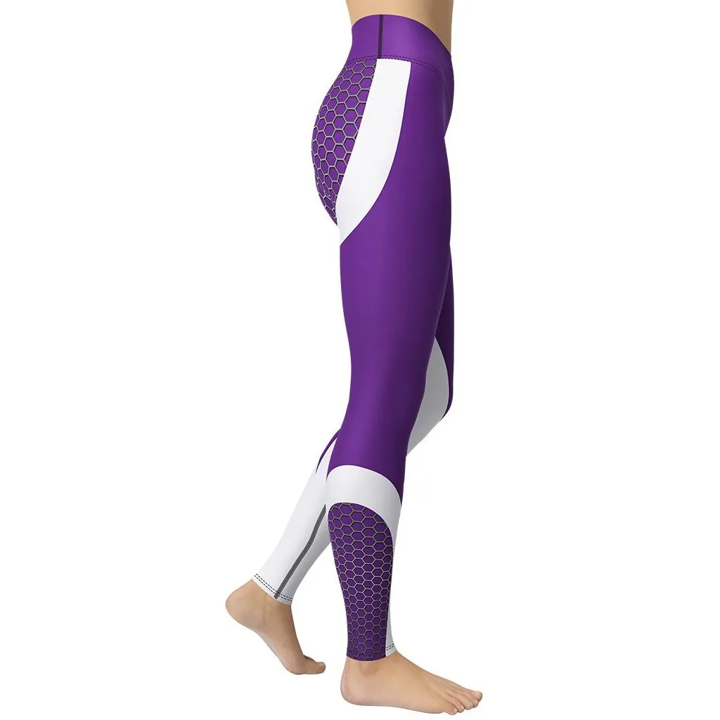 Beehive Geometric Yoga Leggings Royal Purple