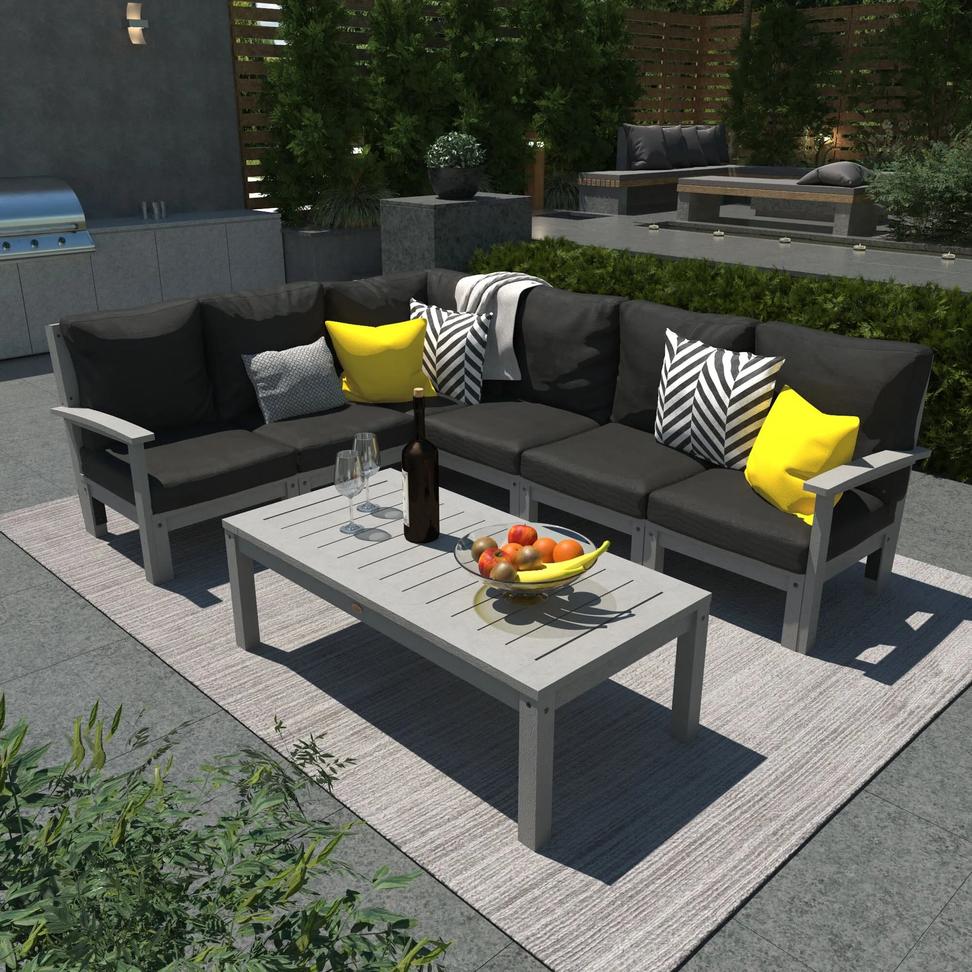 Bespoke Deep Seating: 7 Piece Sectional Sofa Set with Conversation Table