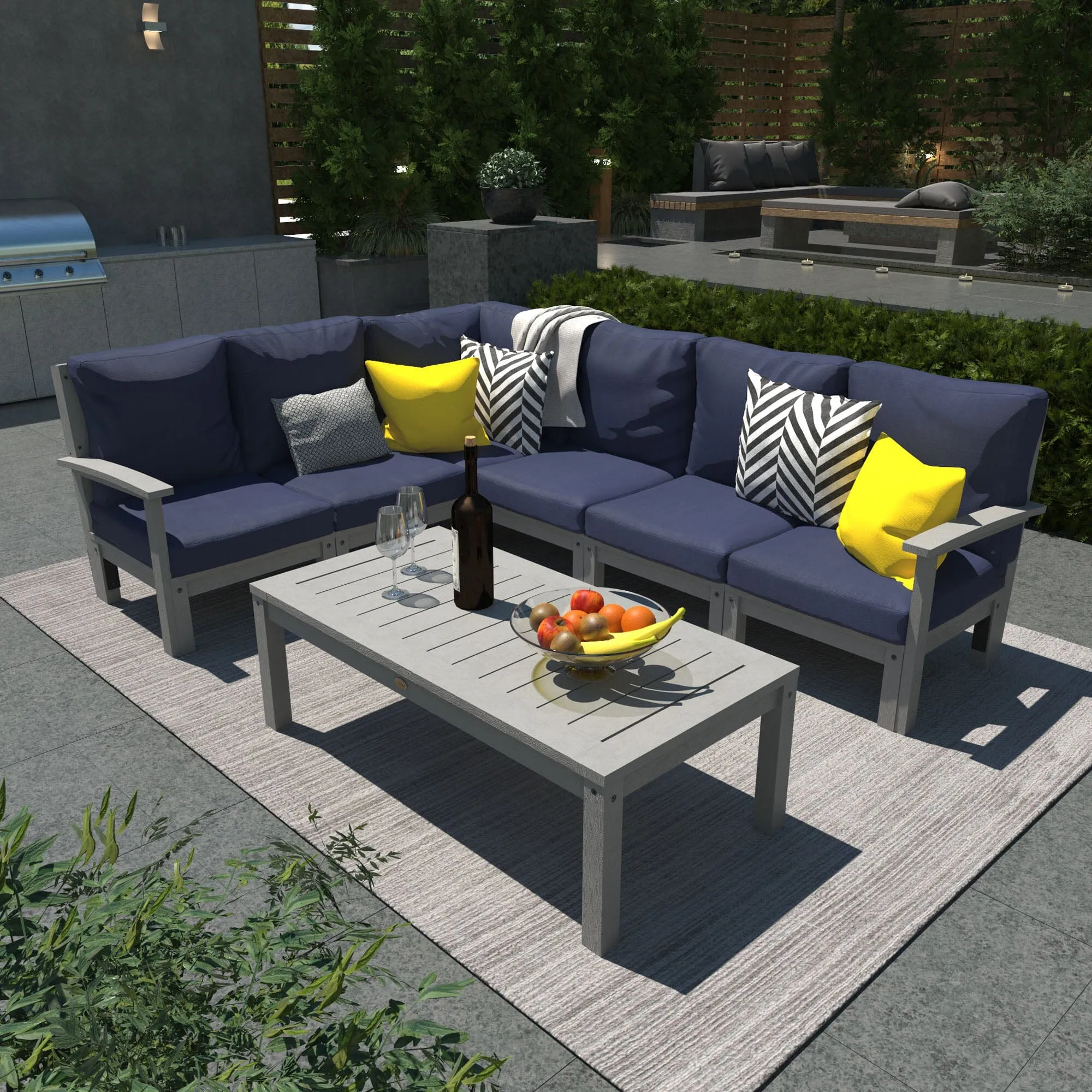 Bespoke Deep Seating: 7 Piece Sectional Sofa Set with Conversation Table