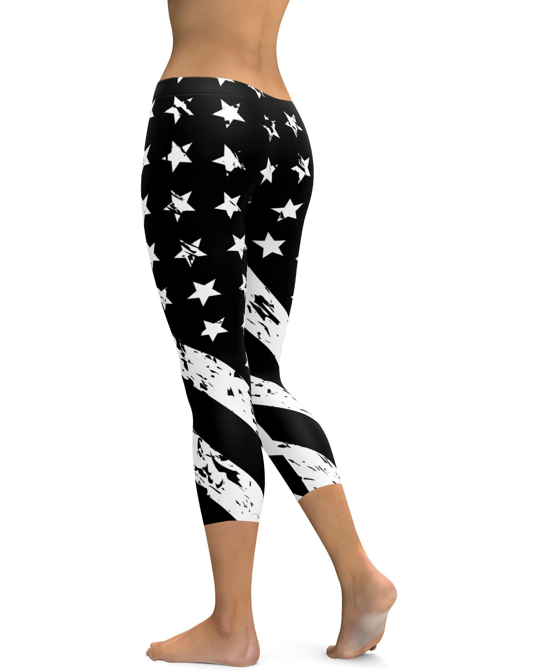 Black & White American Flag Capris