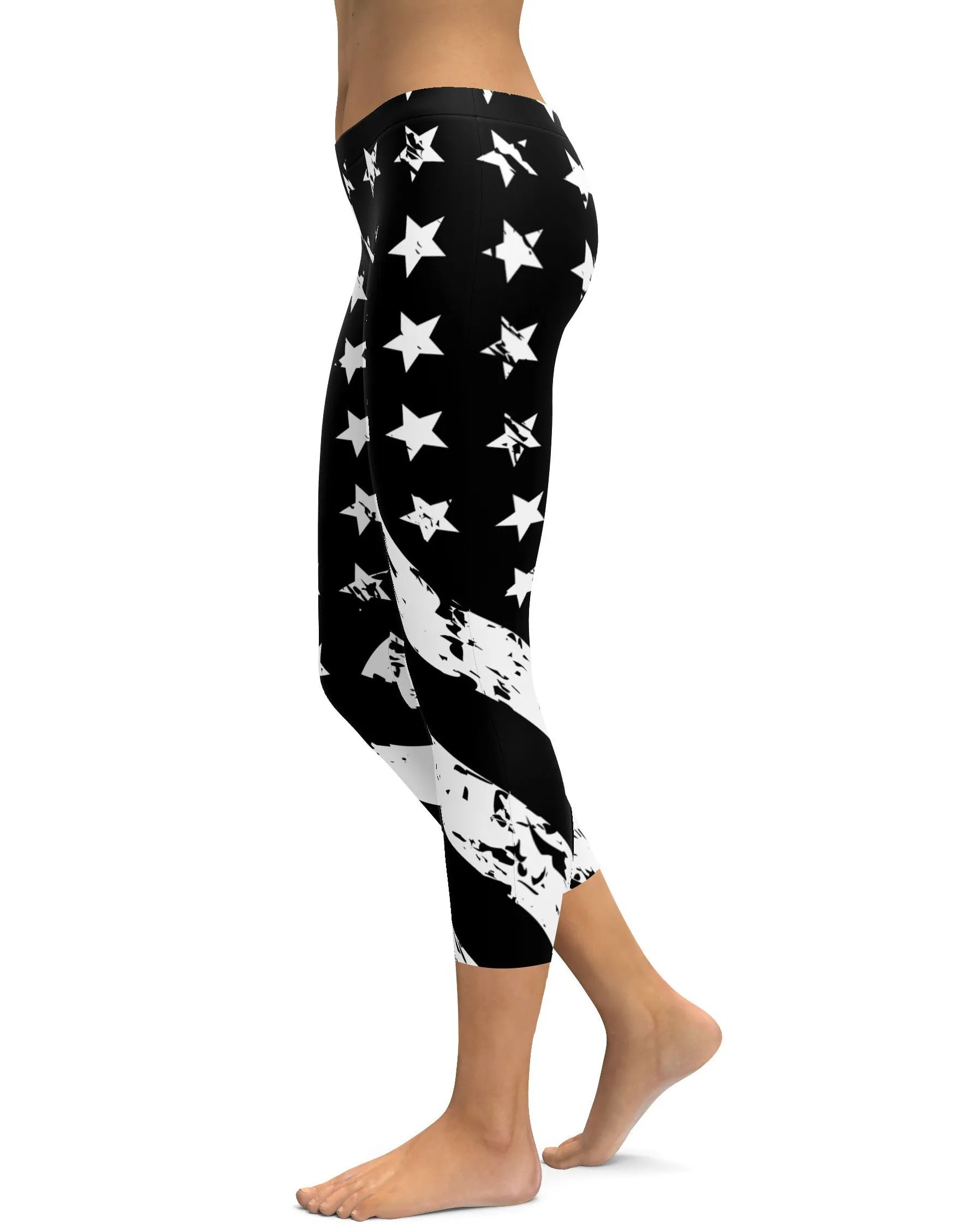 Black & White American Flag Capris