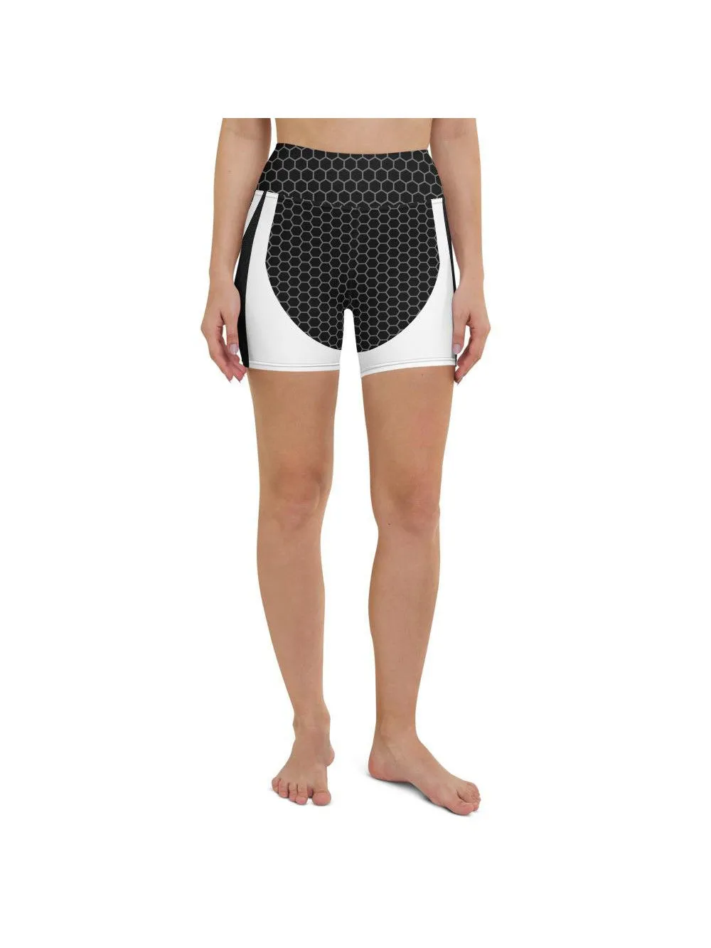 Black & White Honeycomb Carbon Yoga Shorts