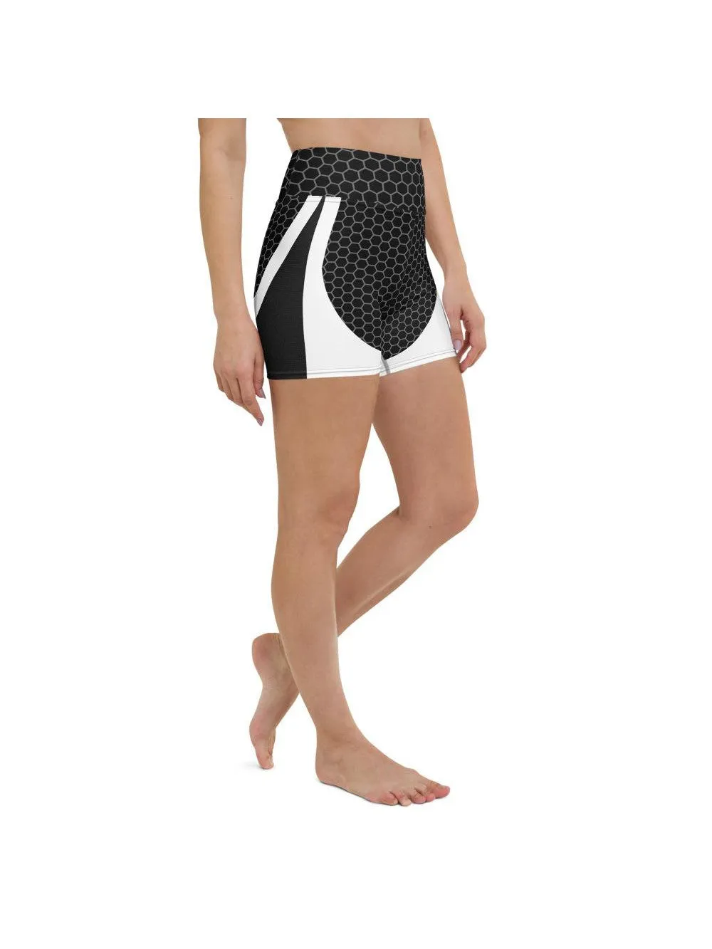 Black & White Honeycomb Carbon Yoga Shorts