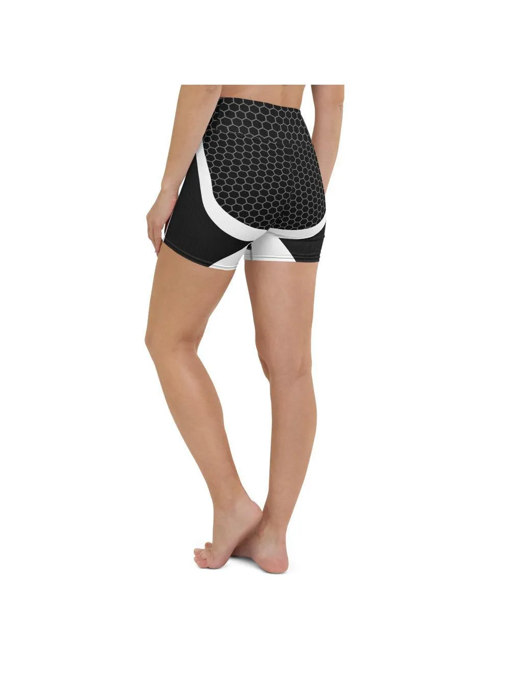 Black & White Honeycomb Carbon Yoga Shorts