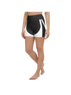 Black & White Honeycomb Carbon Yoga Shorts