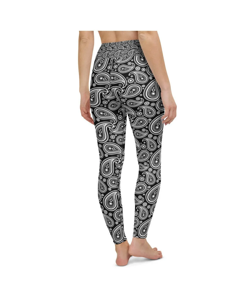 Black & White Paisley Yoga Pants