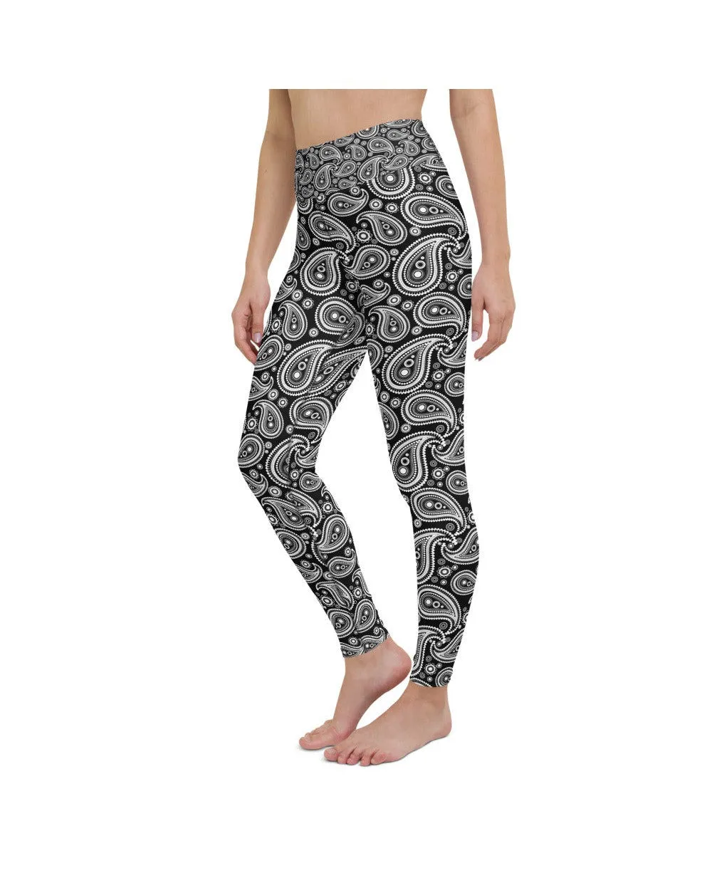 Black & White Paisley Yoga Pants