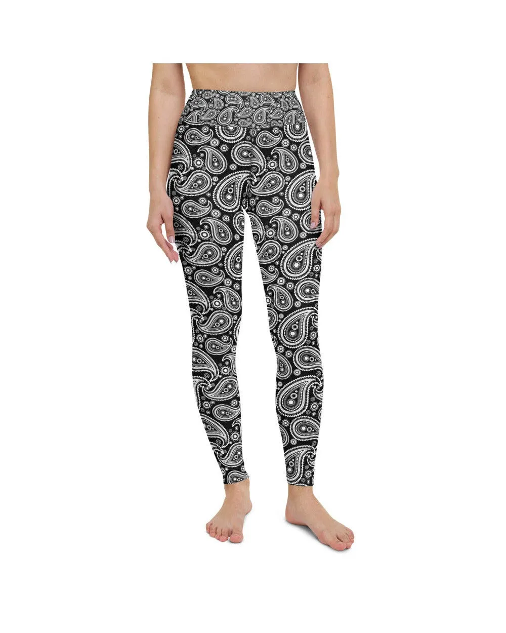 Black & White Paisley Yoga Pants