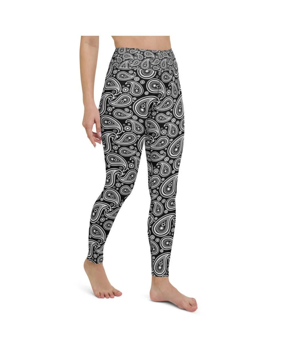 Black & White Paisley Yoga Pants