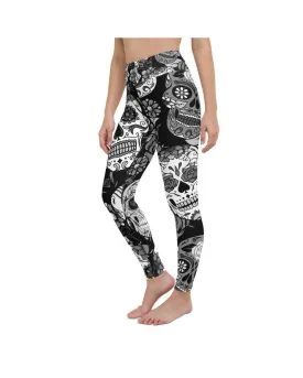 Black & White Sugar Skull Yoga Pants