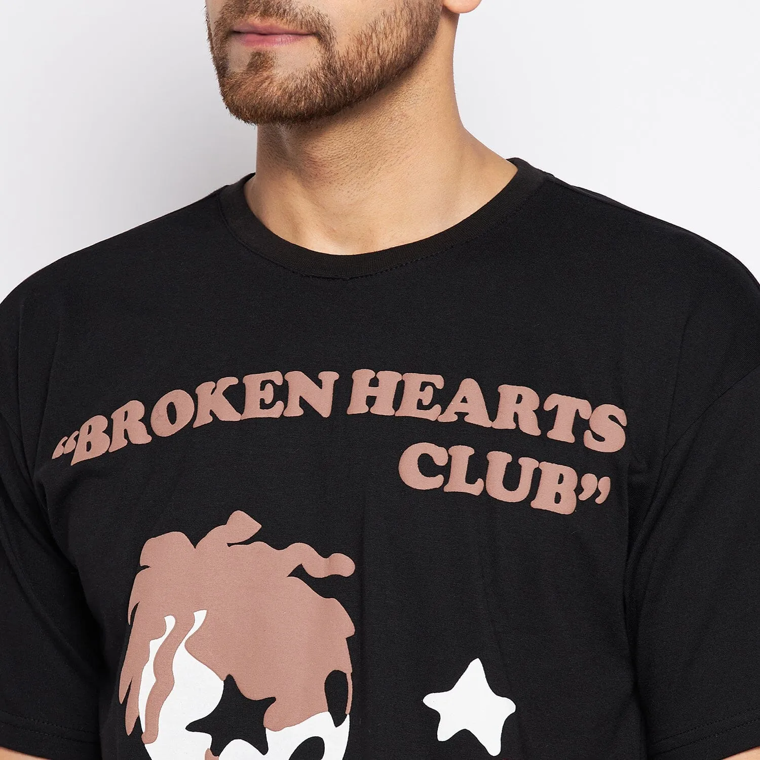 Black Broken Hearts graphic Oversized  tee