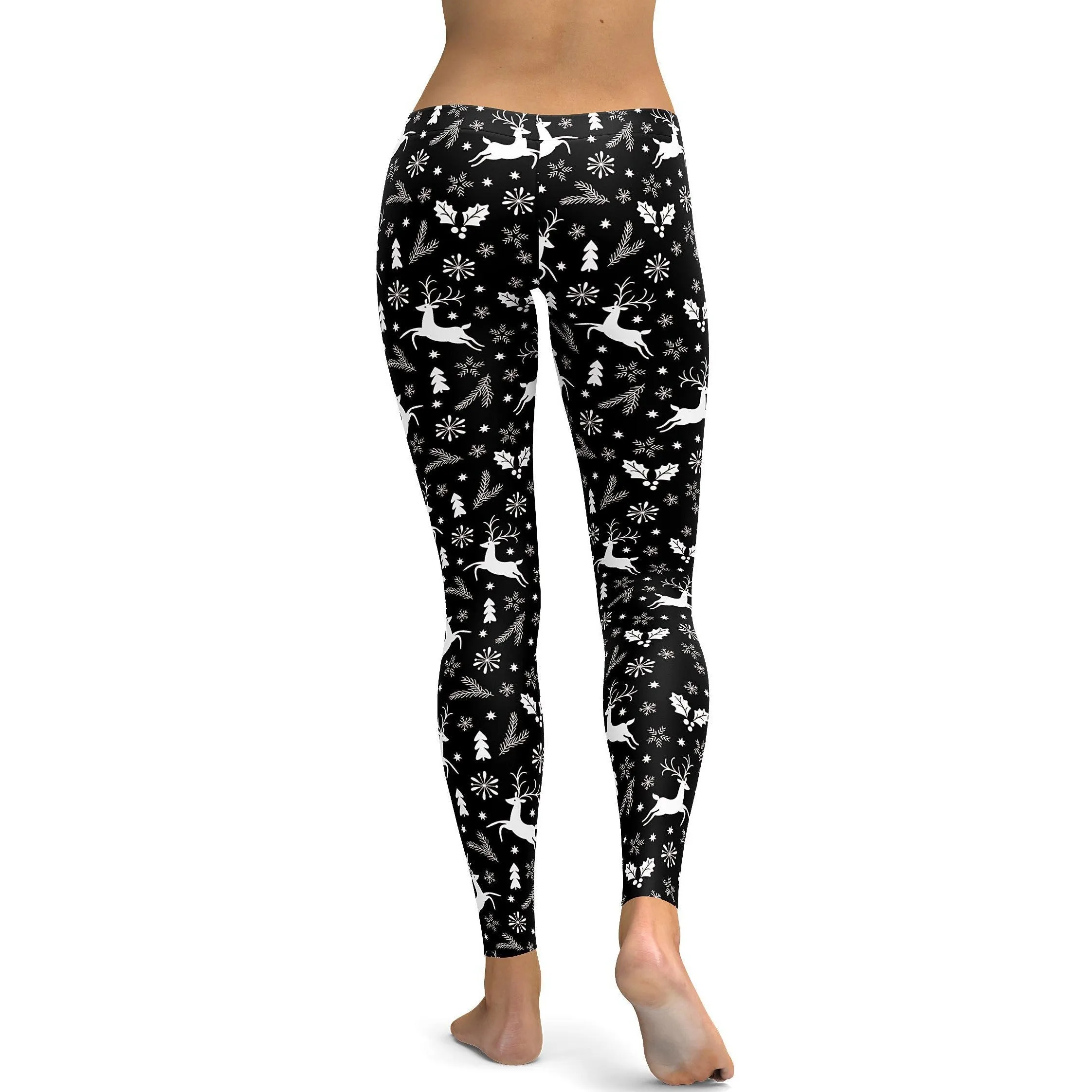 Black Reindeer Christmas Leggings