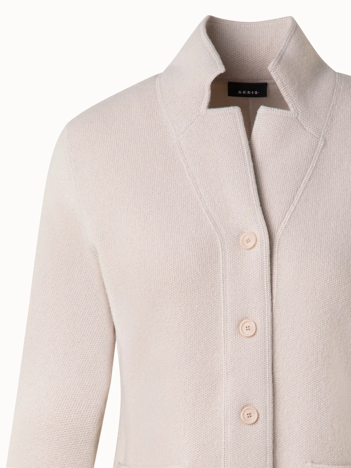 Blazer Style Cashmere Knit Cardigan