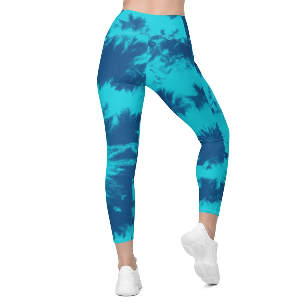 Blue & Aqua Tie Dye Leggings with Pockets