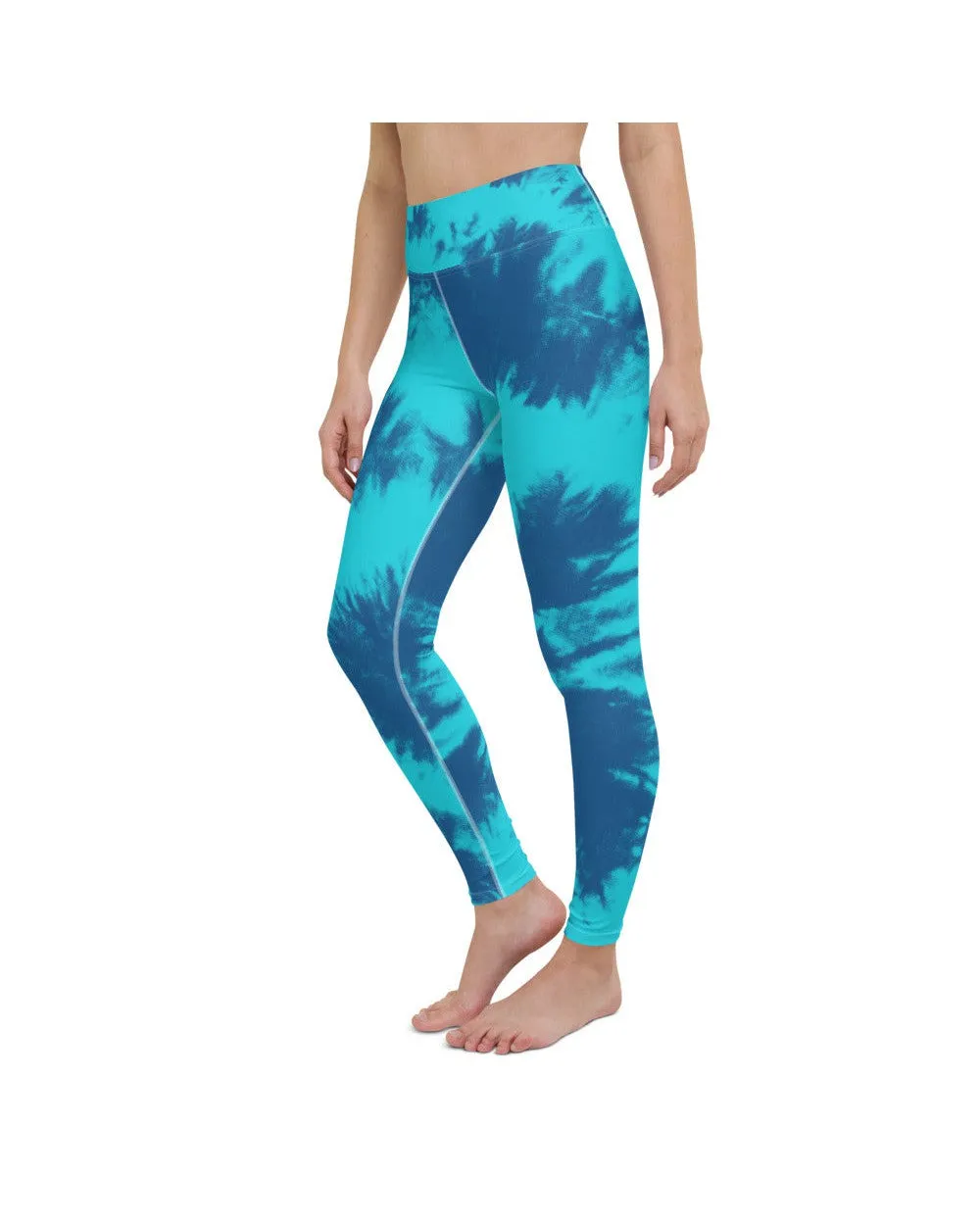 Blue & Aqua Tie Dye Yoga Pants