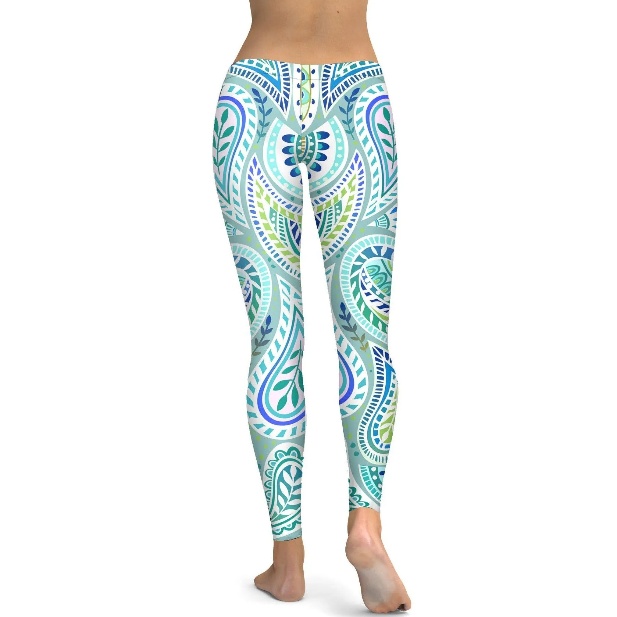 Blue and Green Paisley Leggings