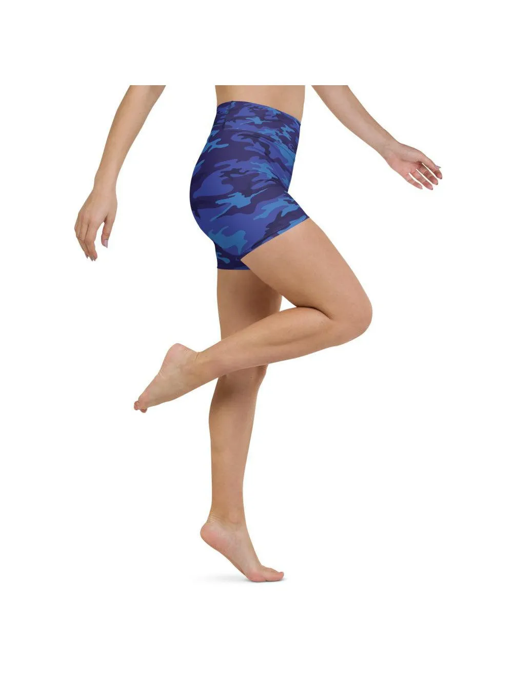 Blue Camo Yoga Shorts