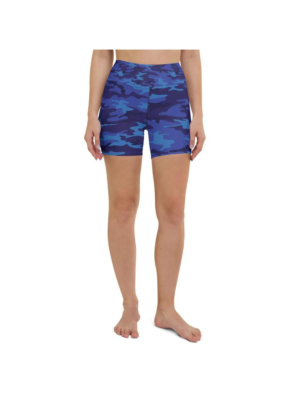 Blue Camo Yoga Shorts