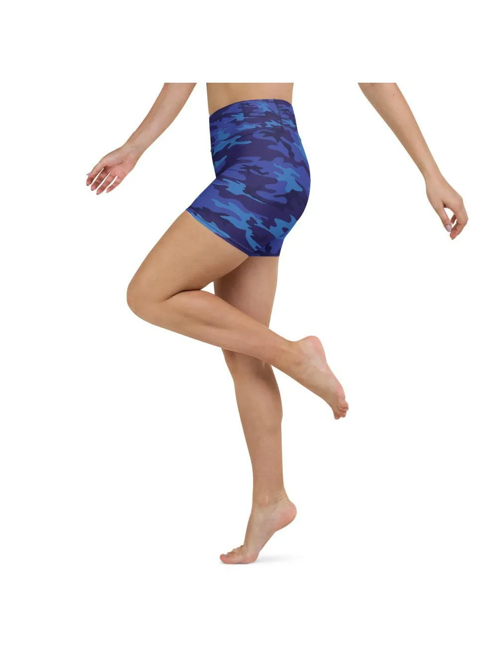 Blue Camo Yoga Shorts