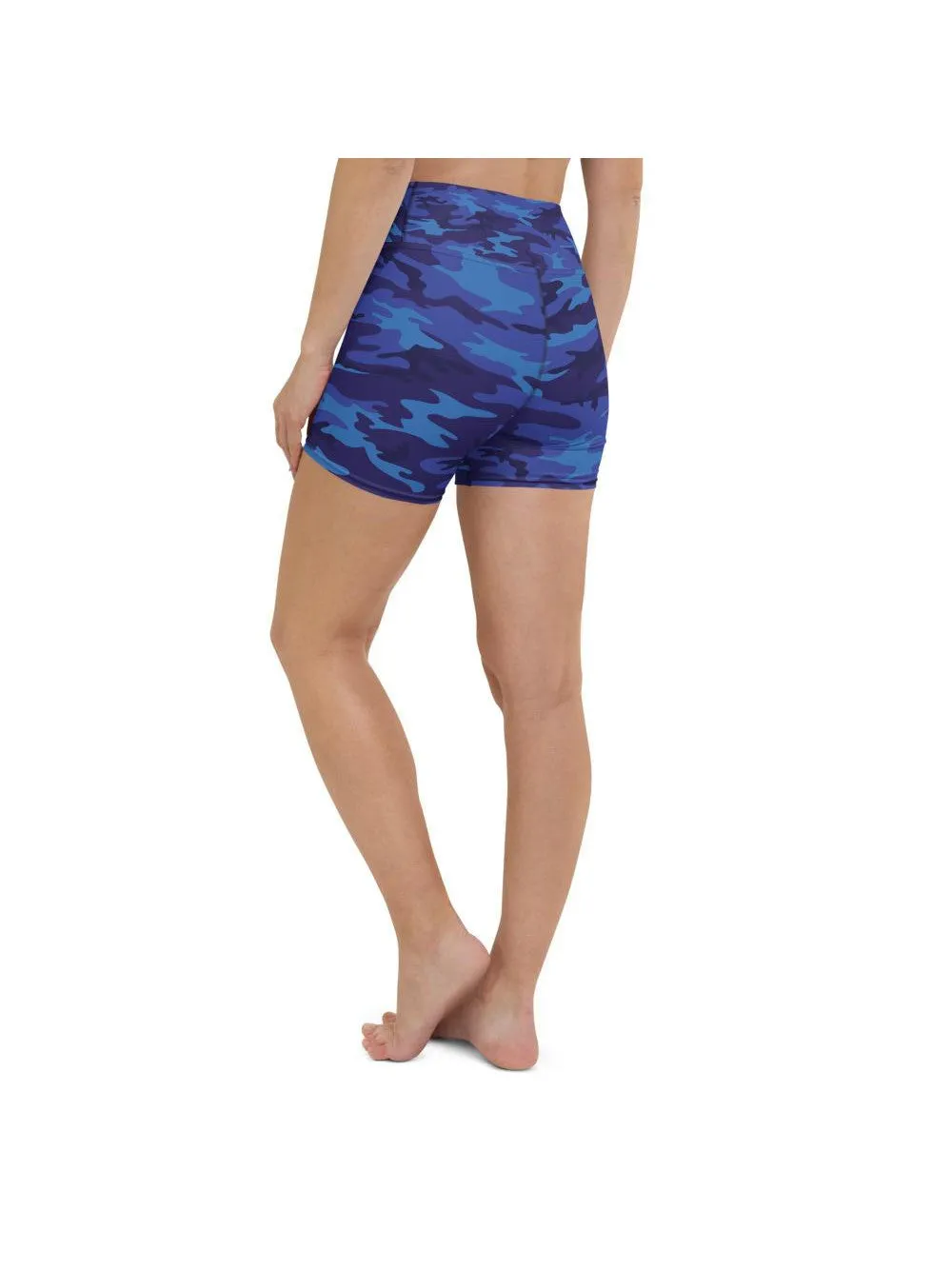 Blue Camo Yoga Shorts