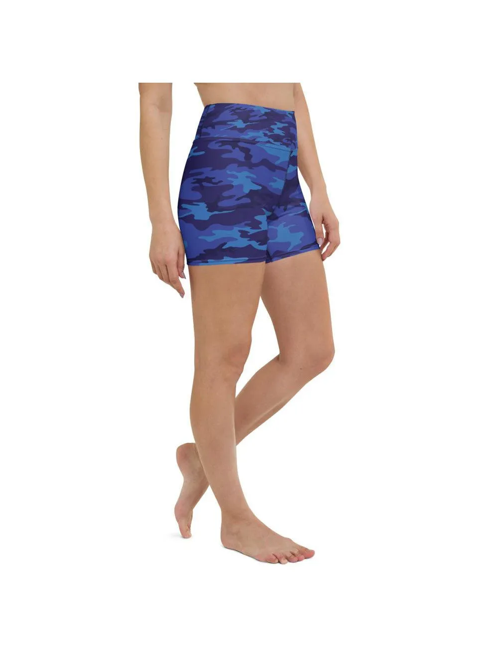 Blue Camo Yoga Shorts