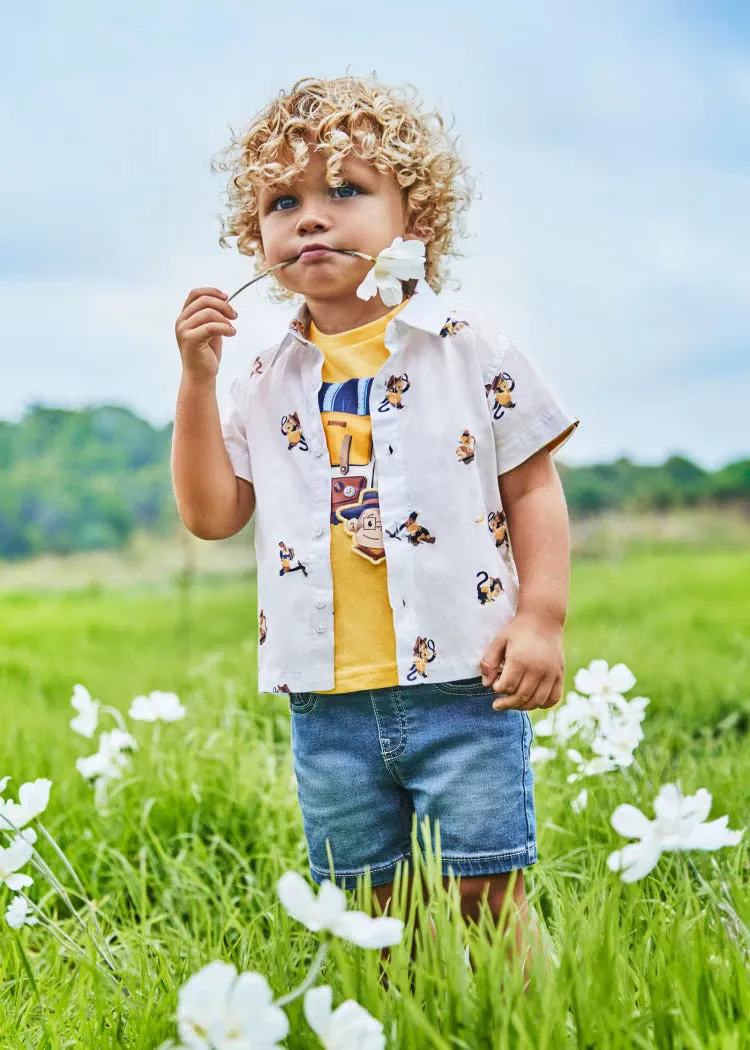 Blue Cotton Denim Shorts