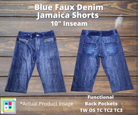 Blue Faux Denim 10" Jamaica Shorts by ML&M