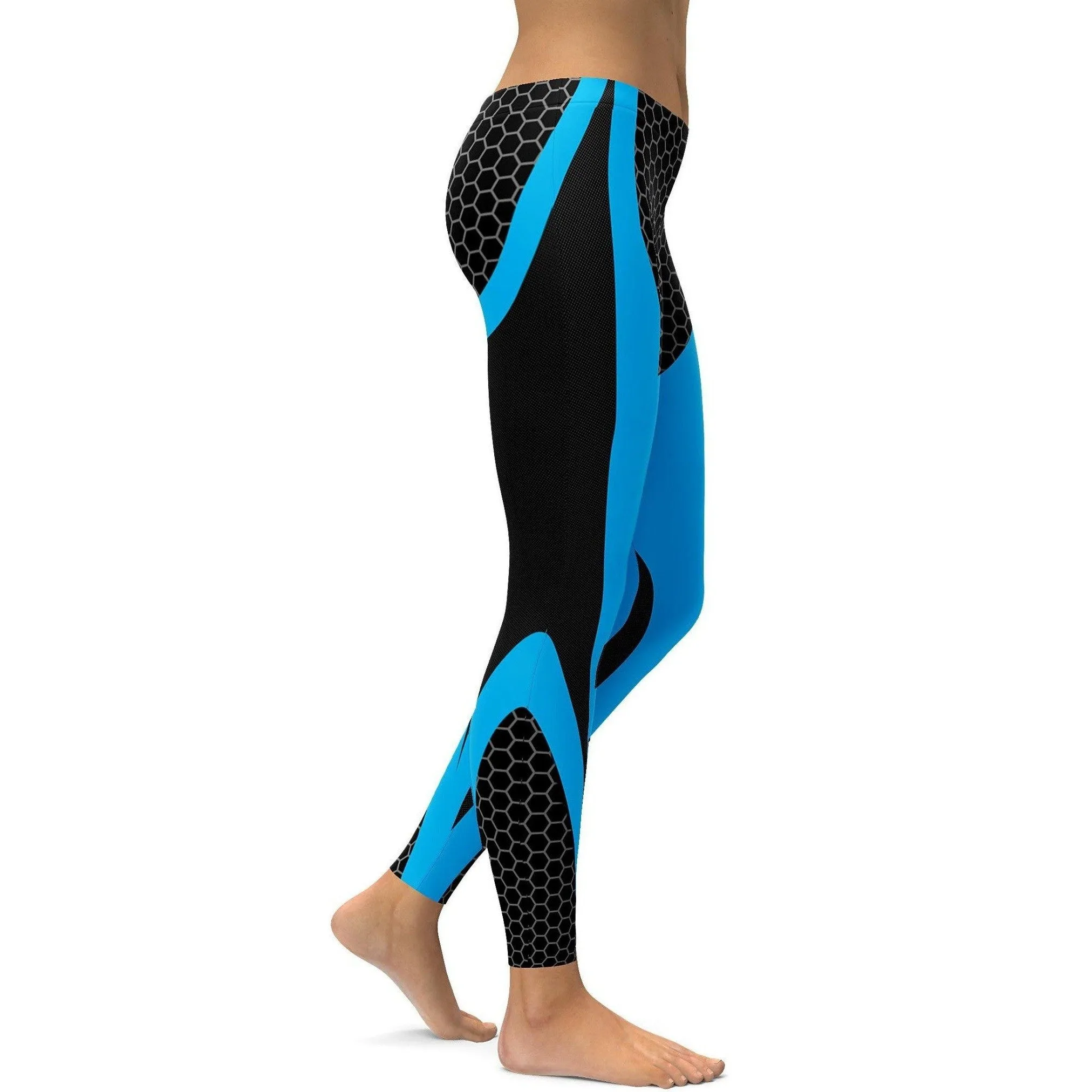 Blue Honeycomb Carbon Leggings