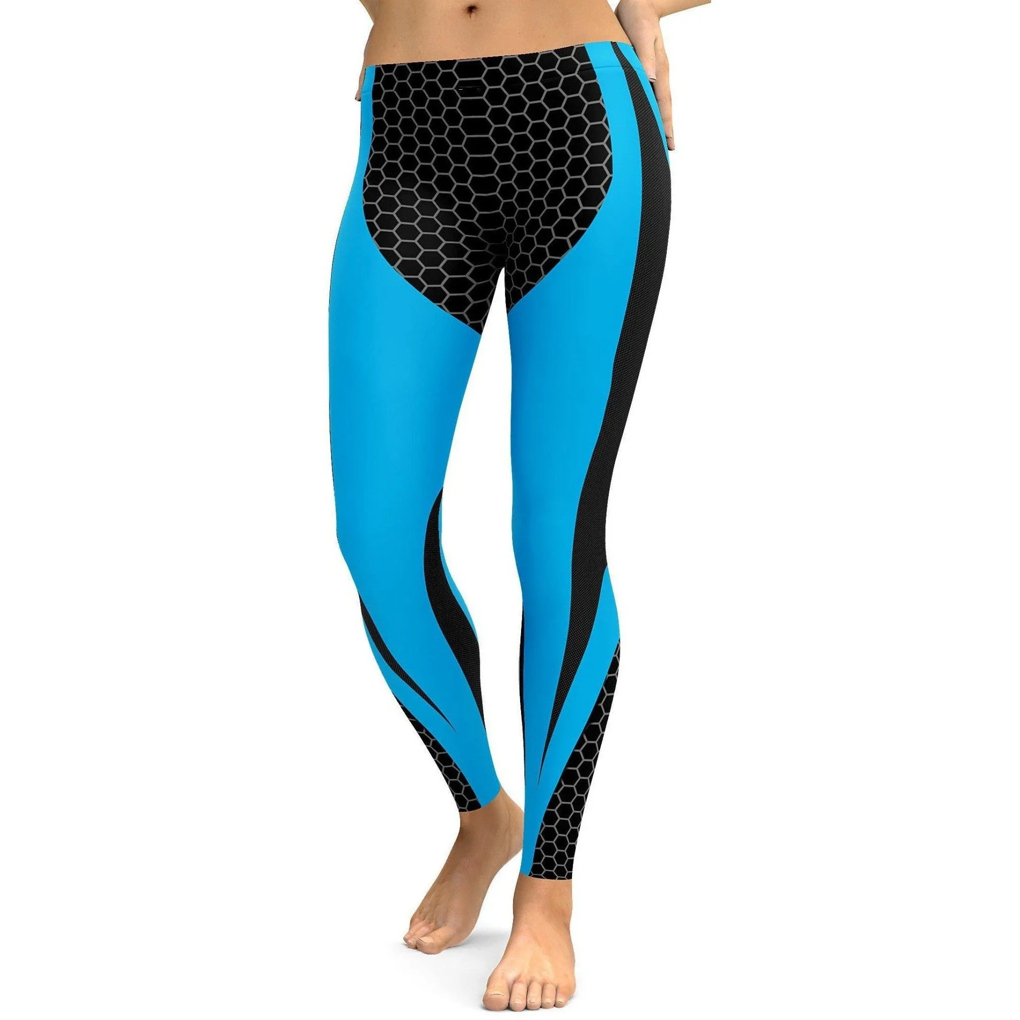 Blue Honeycomb Carbon Leggings