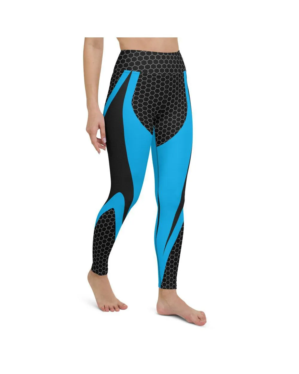 Blue Honeycomb Carbon Yoga Pants