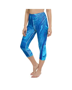 Blue Swirl Yoga Capris