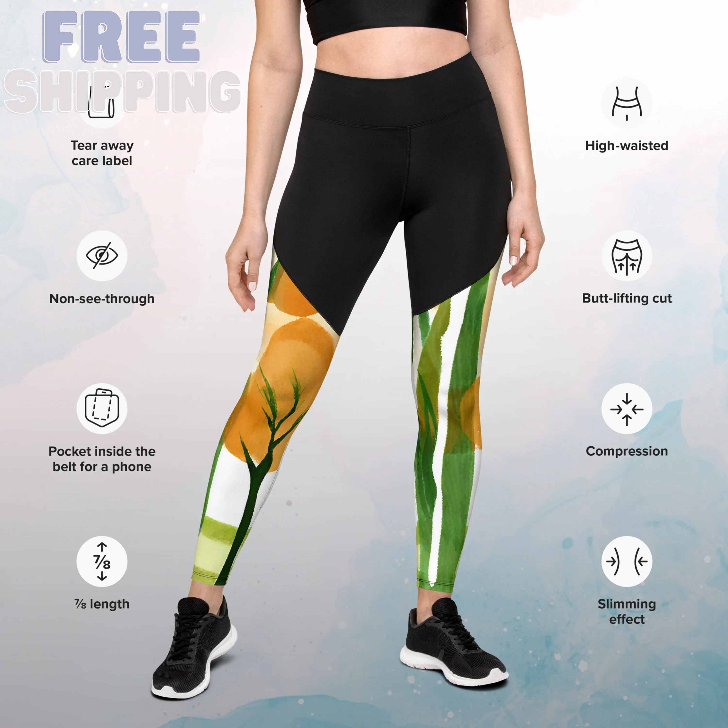 Bold Fall Forest Print Womens Sports Leggings for the Lifting or Running Fanatic