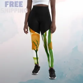 Bold Fall Forest Print Womens Sports Leggings for the Lifting or Running Fanatic