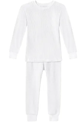 Boys and Girls 100% Cotton Soft & Warm Heavier Thermal Long John Set | White