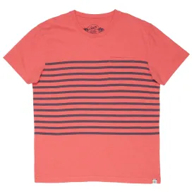 Breton Stripe Tee - Navy Print on Faded Red