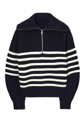 'Britney' Collared Half-Zip Stripe Sweater