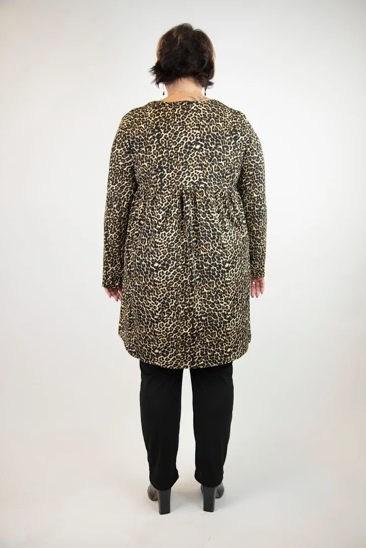 Brown Cheetah 2AM Long Sleeve Pattern Tunic