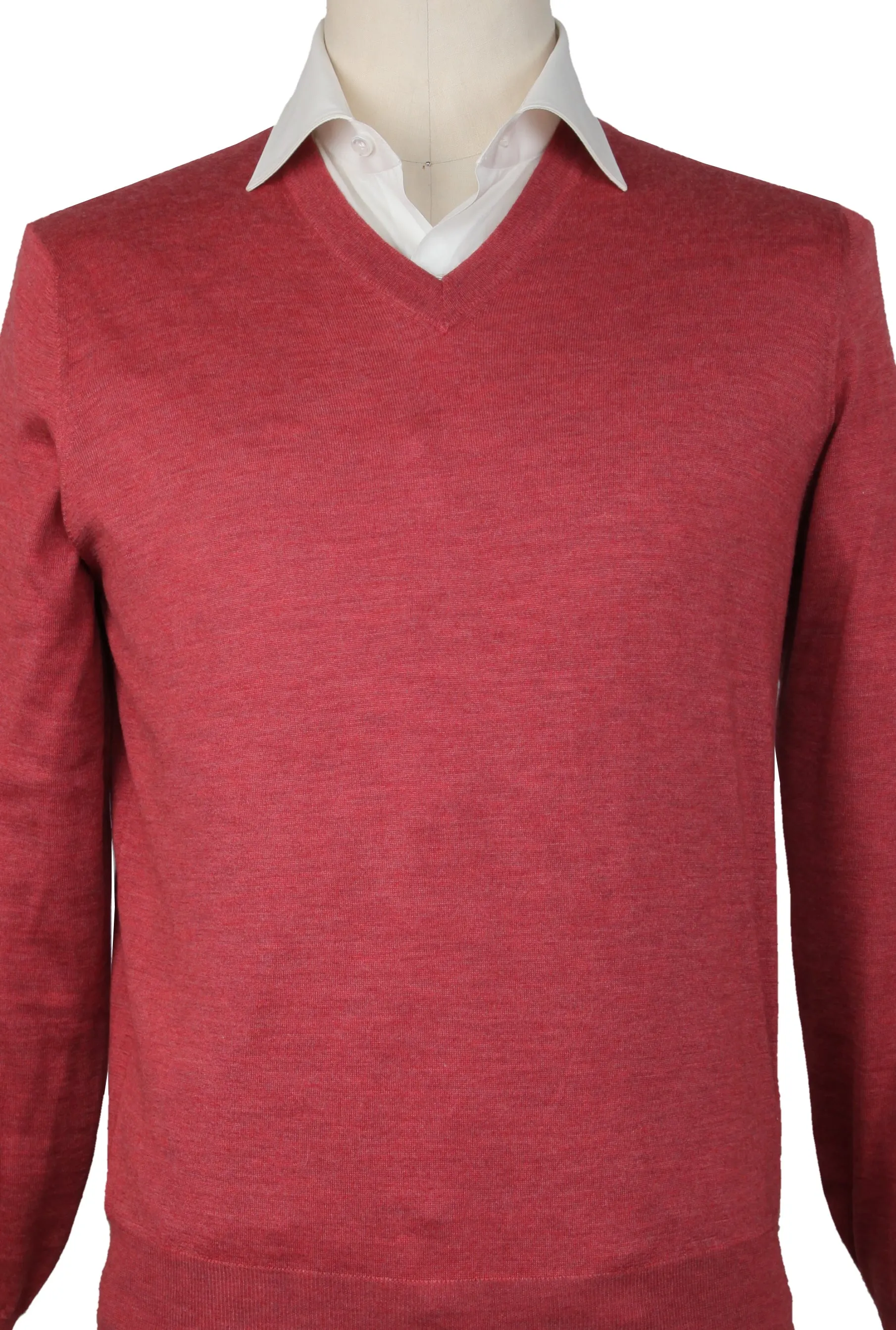 Brunello Cucinelli Red V-Neck Sweater