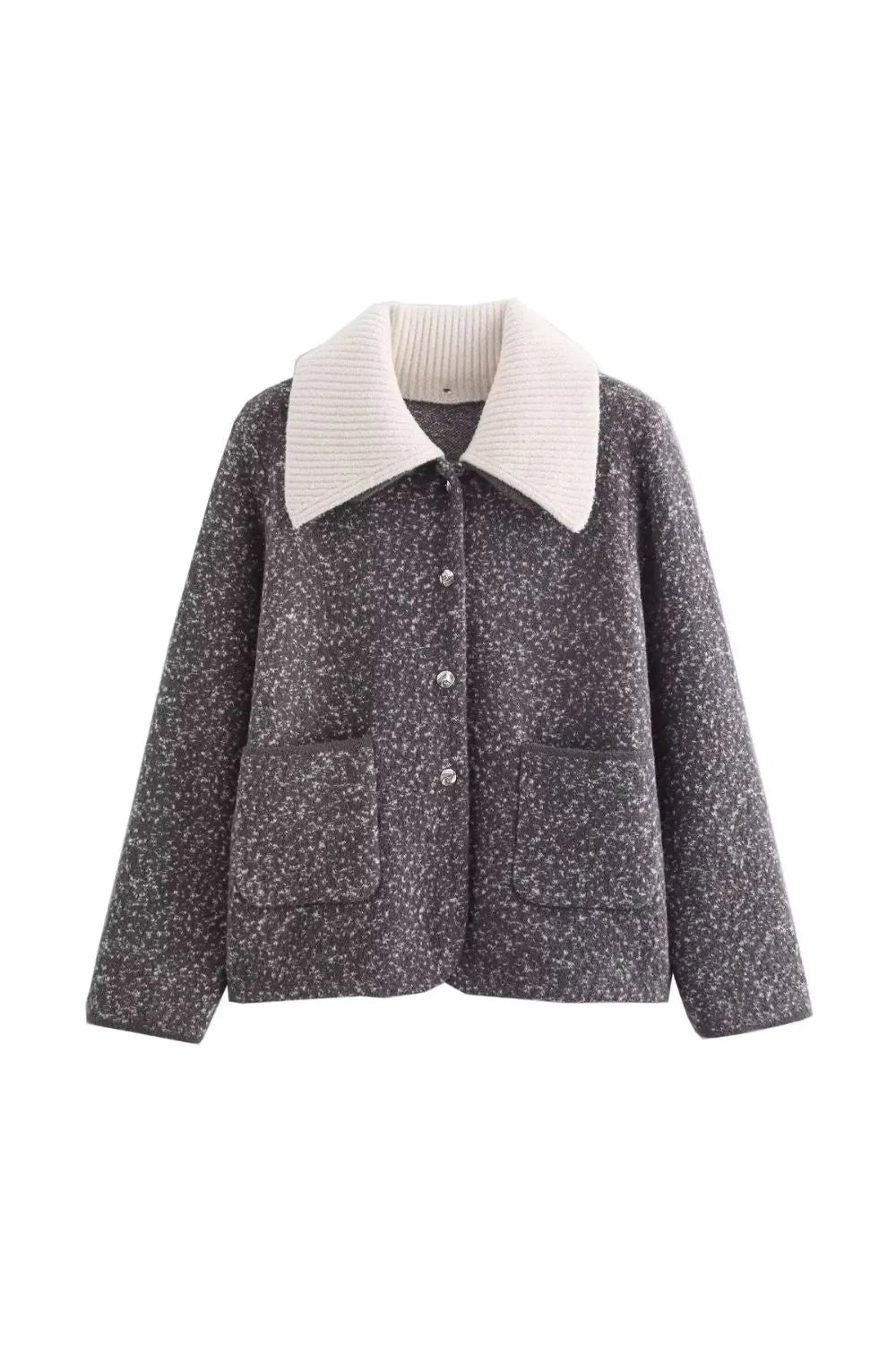 'Camila' Polka Dot Detachable Collar Knit Cardigan